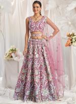 Net Rose Gold Wedding Wear Sequins Work Lehenga Choli